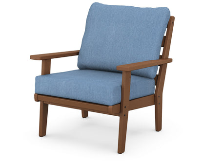 POLYWOOD® Grant Park Deep Seating Chair in Teak / Sky Blue