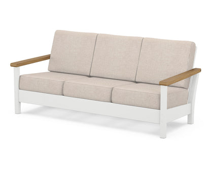 POLYWOOD® Harbour Deep Seating Sofa in White / Natural / Blend Linen