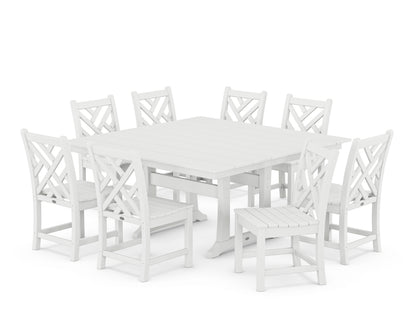 POLYWOOD® Chippendale 9-Piece Farmhouse Trestle Dining Set in White