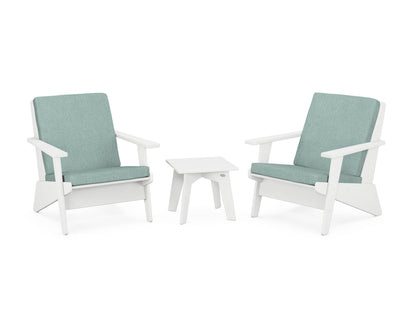 POLYWOOD® Riviera Modern Lounge 3-Piece Set in White / Glacier Spa