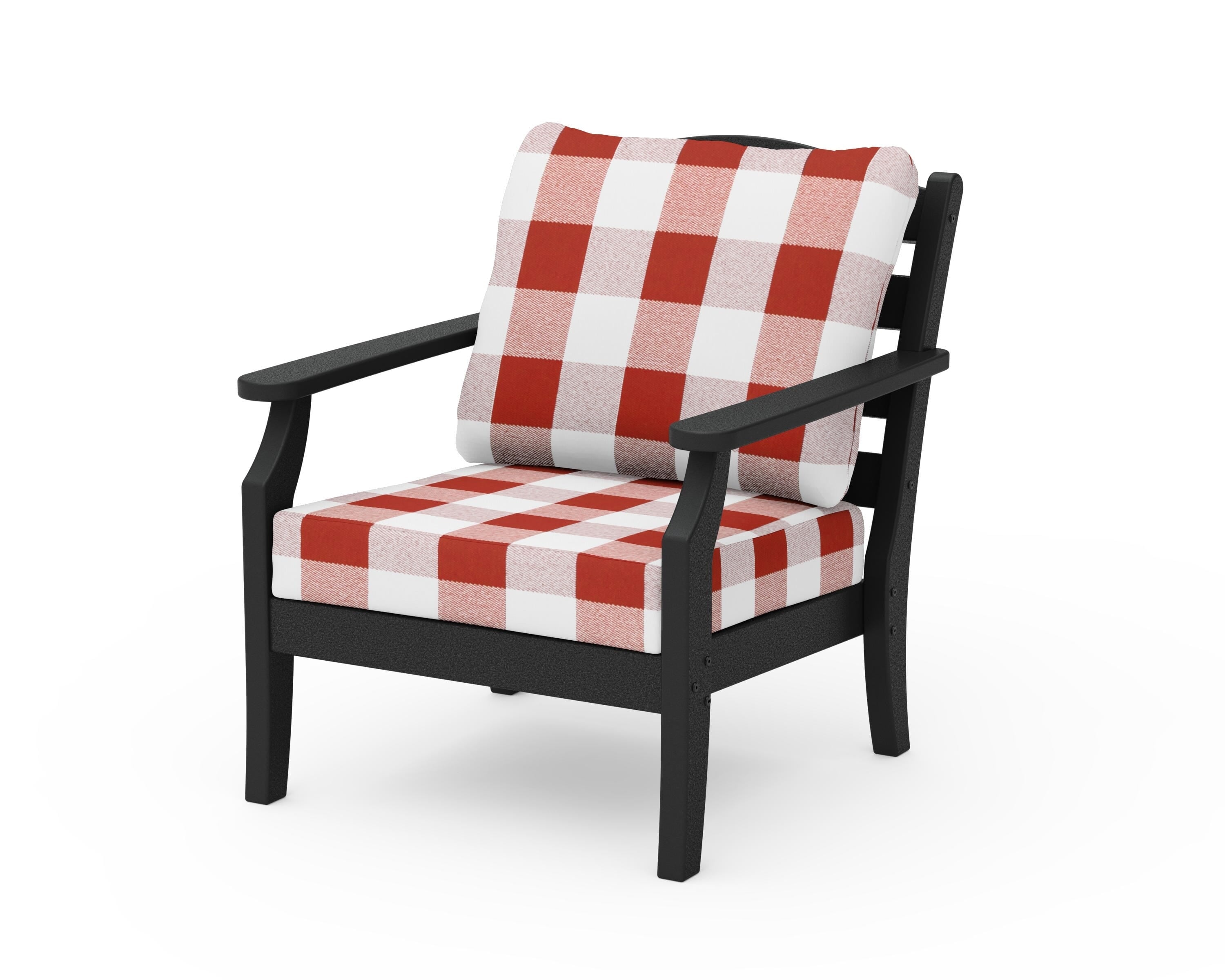 Draper James™ by  POLYWOOD® Savannah Deep Seating Chair in Black / Buffalo Plaid Crimson