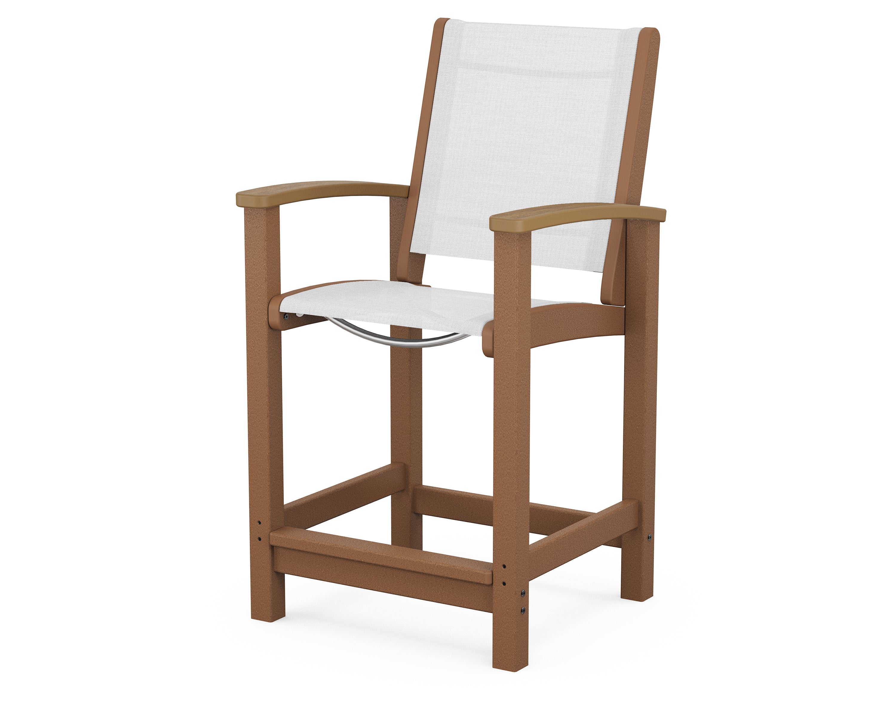 POLYWOOD® Coastal Counter Chair in Teak / Natural / White Sling