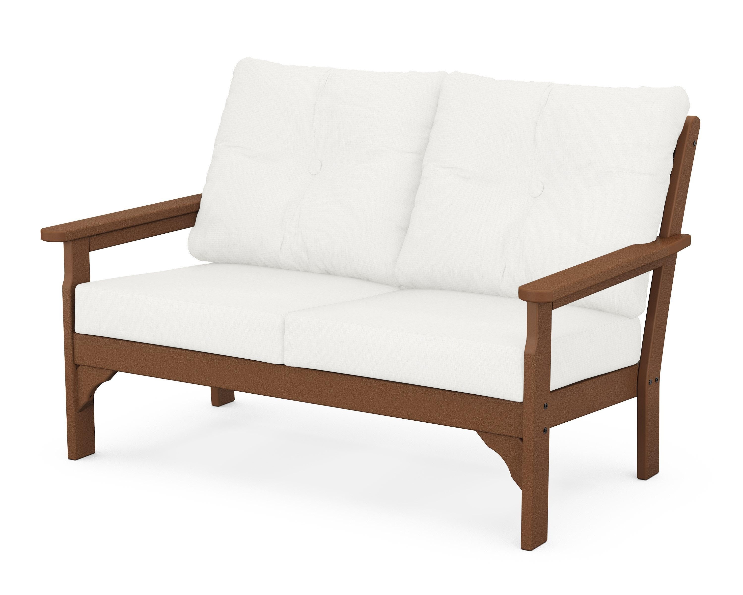 POLYWOOD® Vineyard Deep Seating Loveseat in Teak / Natural Linen