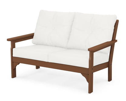 POLYWOOD® Vineyard Deep Seating Loveseat in Teak / Natural Linen