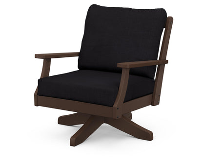 POLYWOOD® Braxton Deep Seating Swivel Chair in Mahogany / Midnight Linen