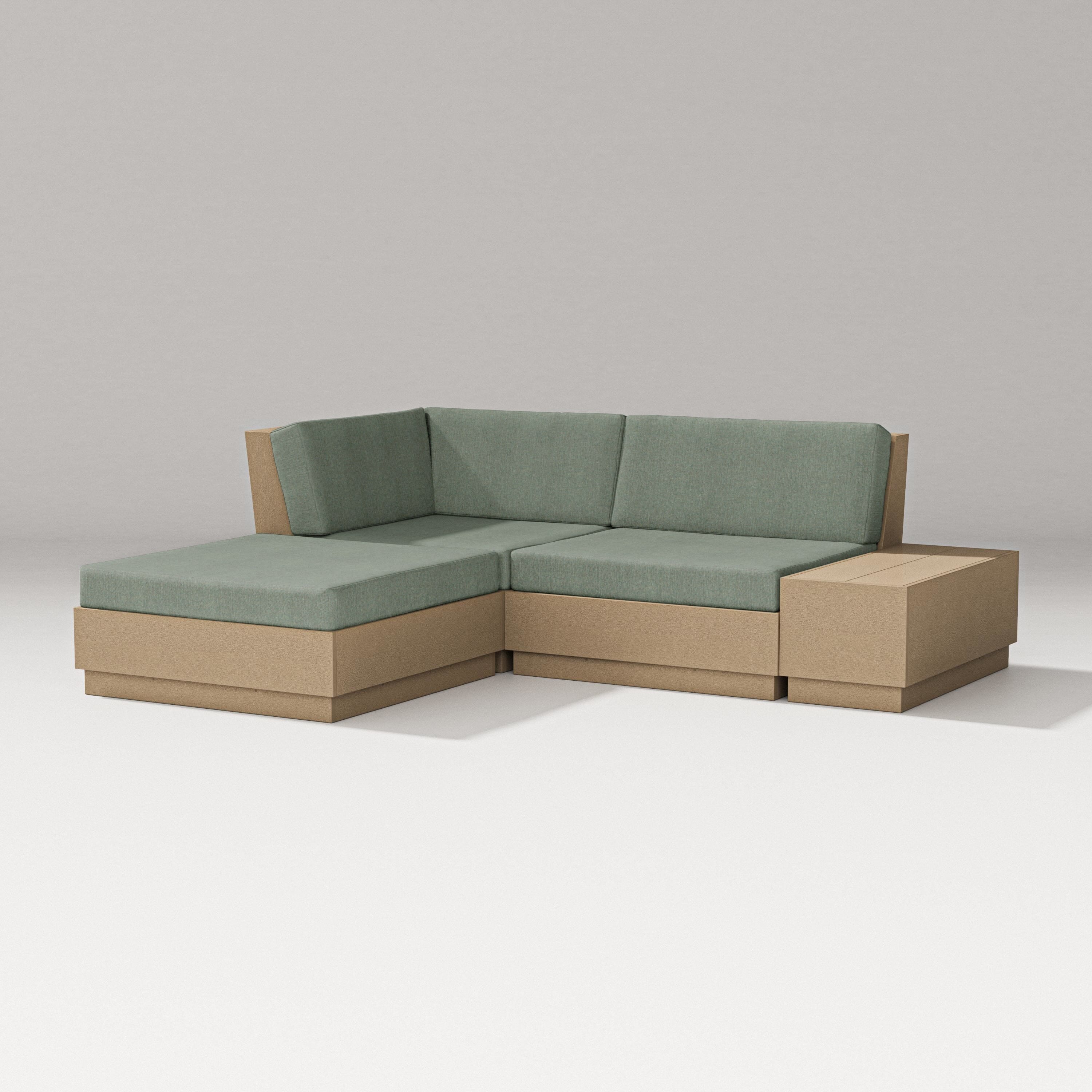 PW Designer Series Elevate Loveseat Sectional with Chaise in Vintage Sahara / Cast Sage
