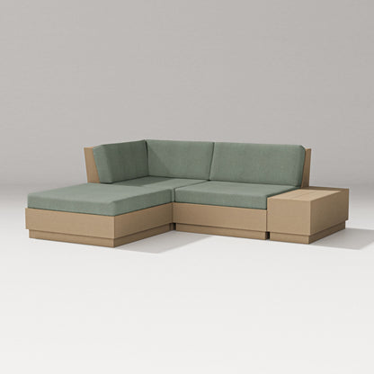 PW Designer Series Elevate Loveseat Sectional with Chaise in Vintage Sahara / Cast Sage