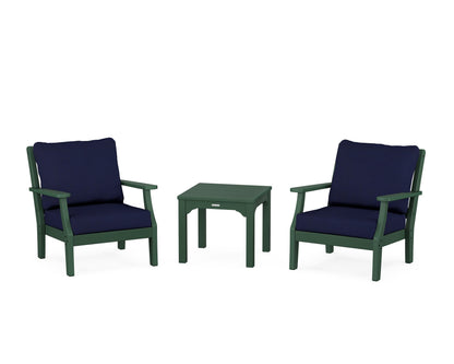 Martha Stewart by POLYWOOD® Chinoiserie 3-Piece Deep Seating Set in Green / Navy