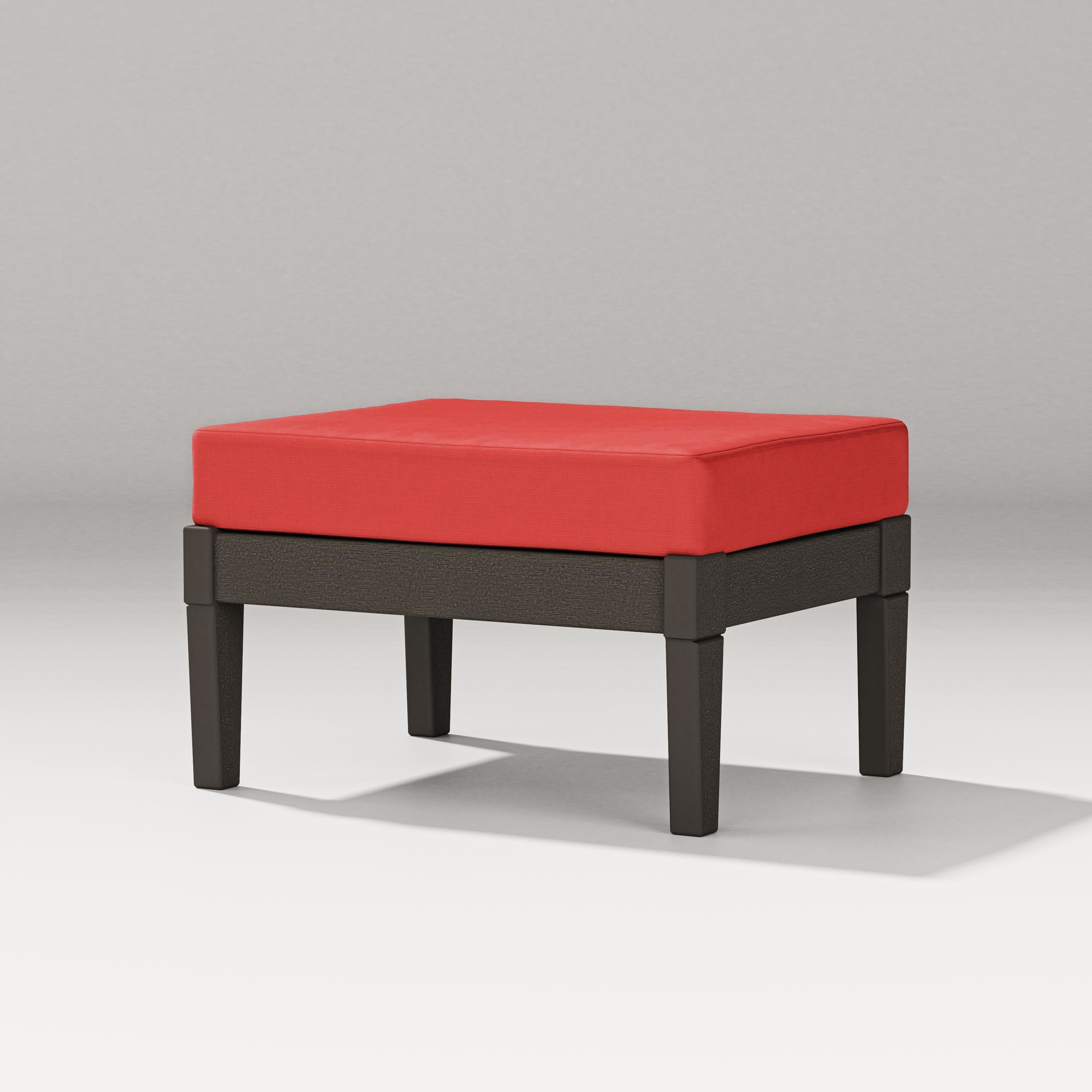 PW Designer Series Estate Lounge Ottoman in Vintage Coffee / Crimson Linen