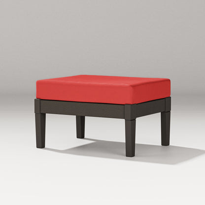 PW Designer Series Estate Lounge Ottoman in Vintage Coffee / Crimson Linen