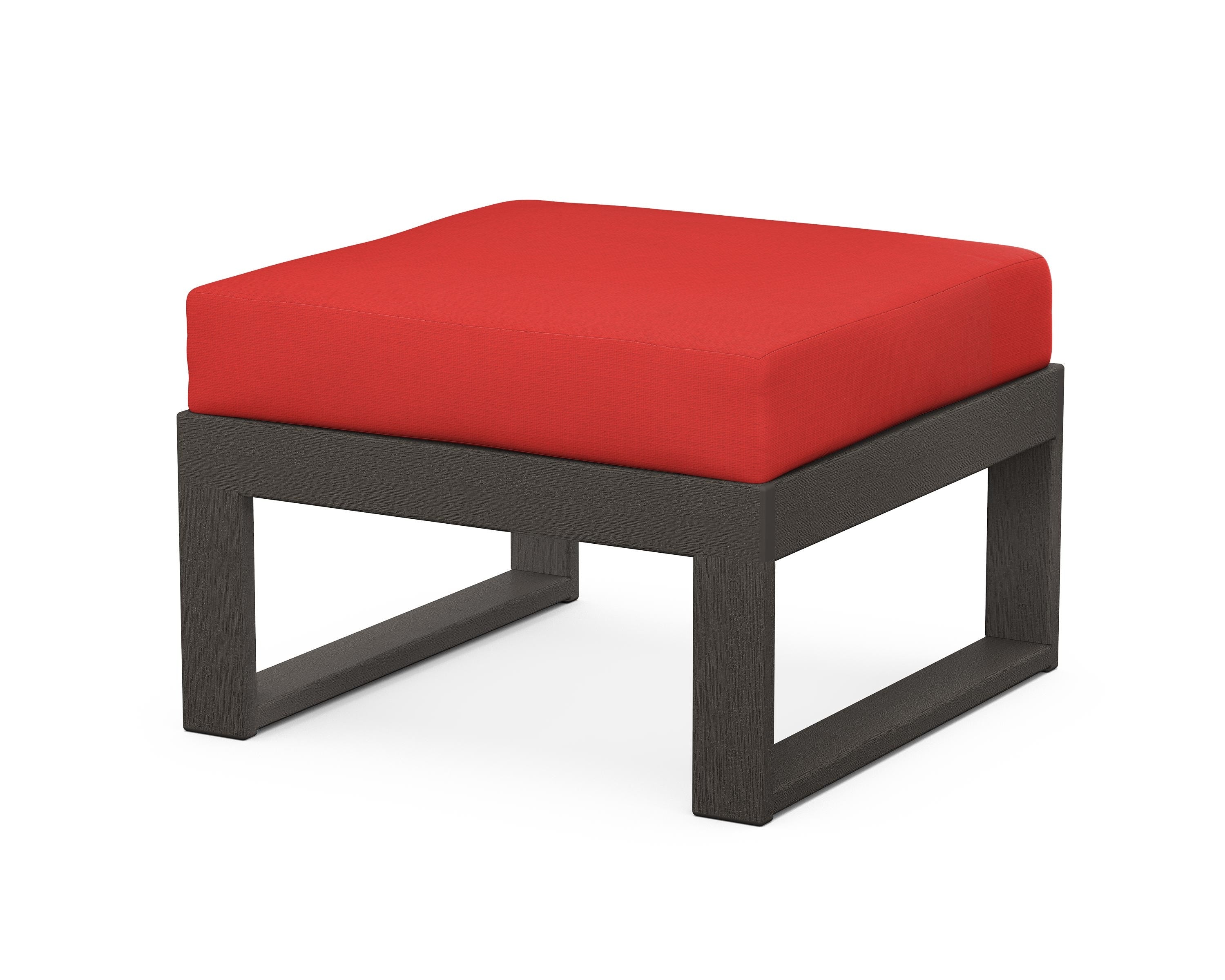 Unbranded Modular Ottoman - Modern in Vintage Coffee / Crimson Linen