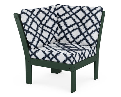 POLYWOOD® Vineyard Modular Corner Chair in Green / Trellis Marine Indigo