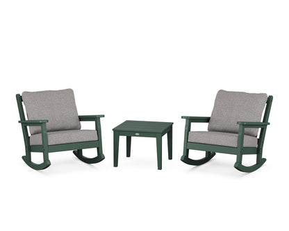 POLYWOOD® Chippendale 3-Piece Deep Seating Rocker Set in Green / Grey Mist