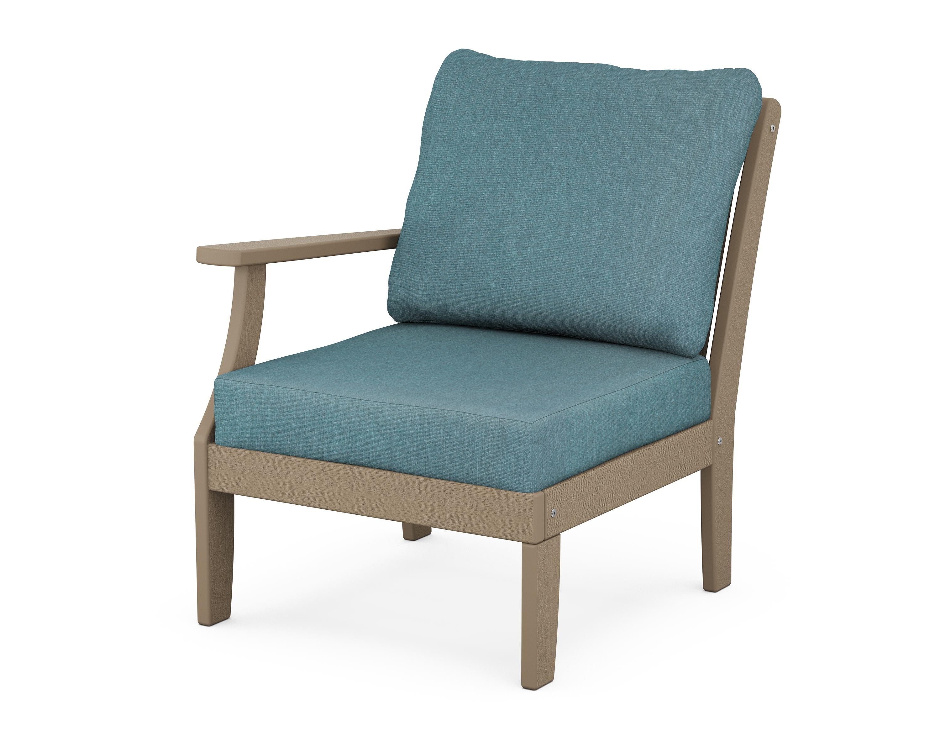POLYWOOD® Braxton Modular Left Arm Chair in Vintage Sahara / Ocean Teal