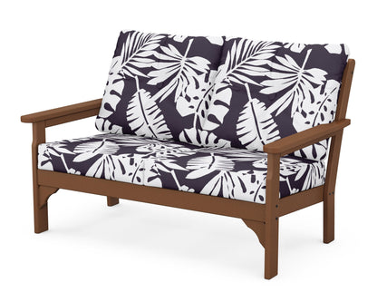 POLYWOOD® Vineyard Deep Seating Loveseat in Teak / Leaf Navy