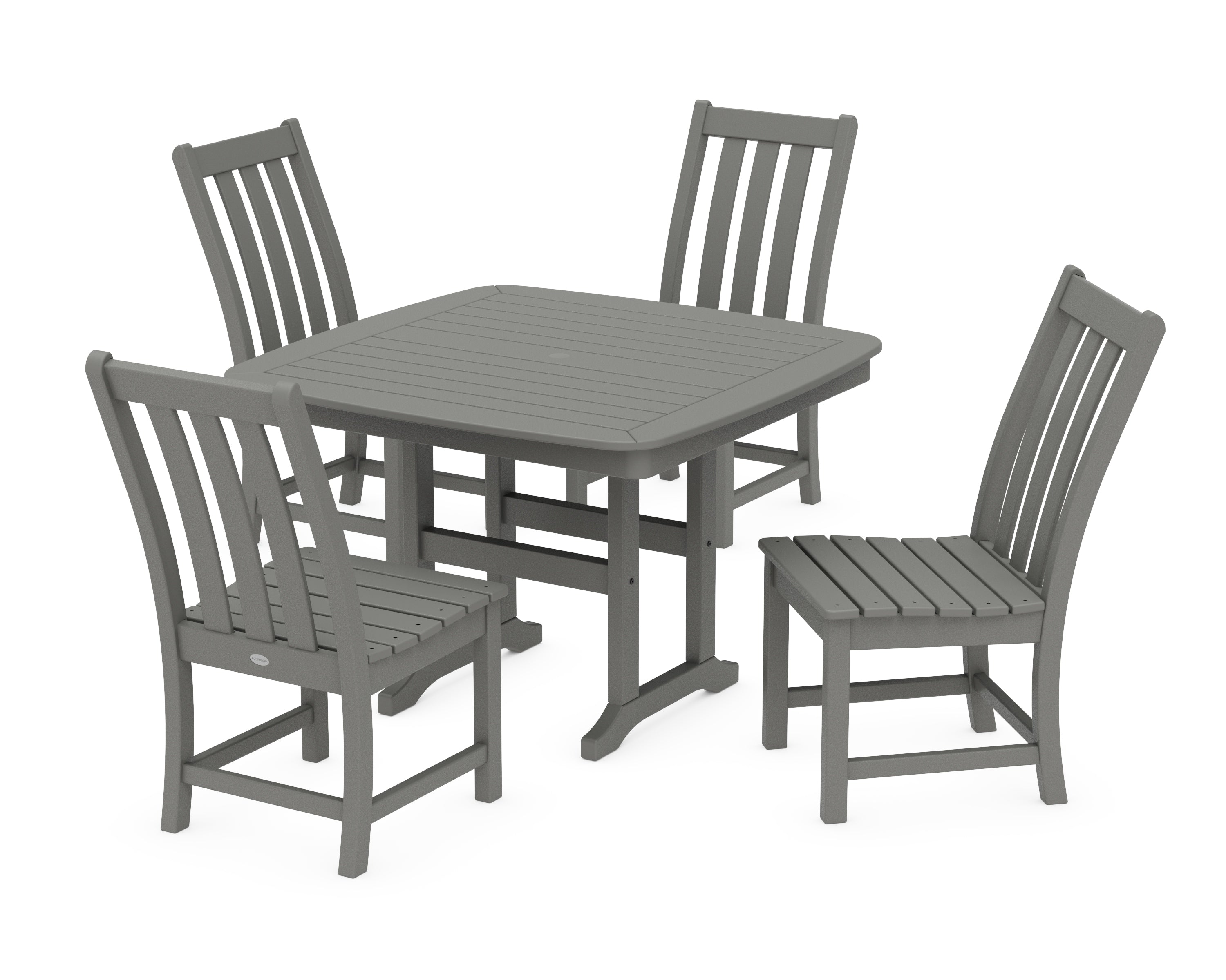 POLYWOOD® Vineyard Side Chair 5-Piece Dining Set with Trestle Legs in Slate Grey