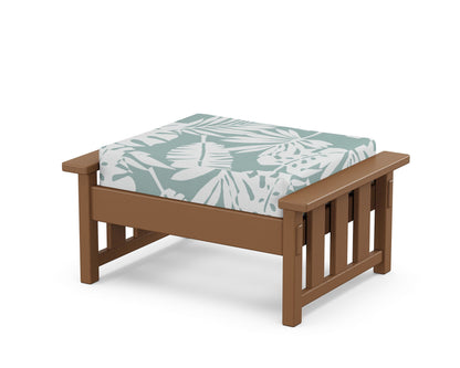 Martha Stewart by POLYWOOD® Acadia Deep Seating Ottoman in Teak / Leaf Glacier Spa
