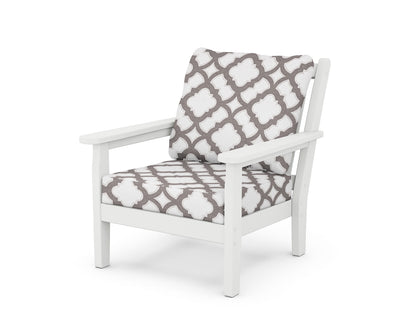 POLYWOOD® Chippendale Deep Seating Chair in White / Trellis Grey Mist