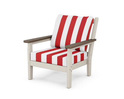 POLYWOOD® Chippendale Deep Seating Chair in Sand / Kona / Cabana Stripe Crimson