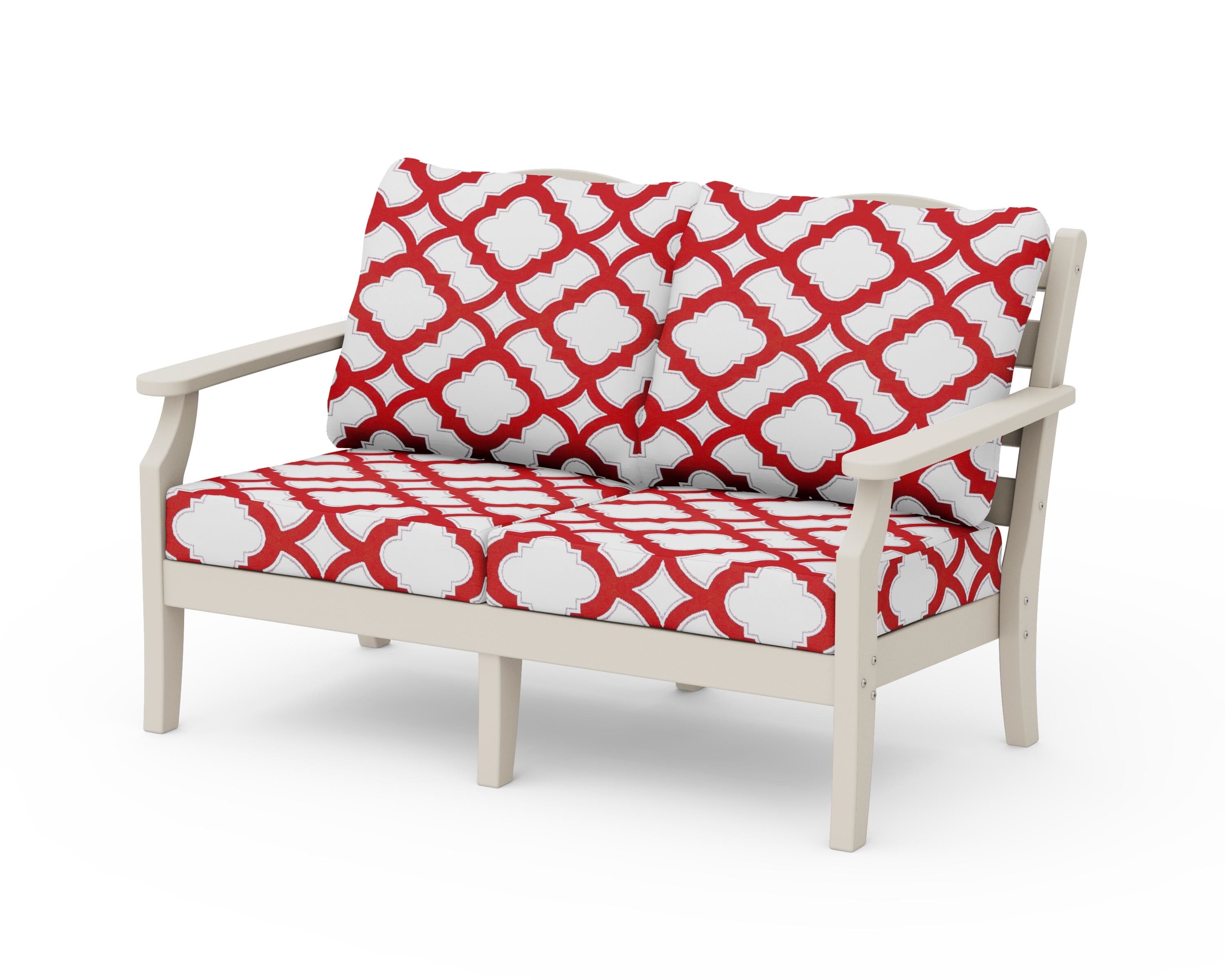 Draper James™ by  POLYWOOD® Savannah Deep Seating Loveseat in Sand / Trellis Crimson