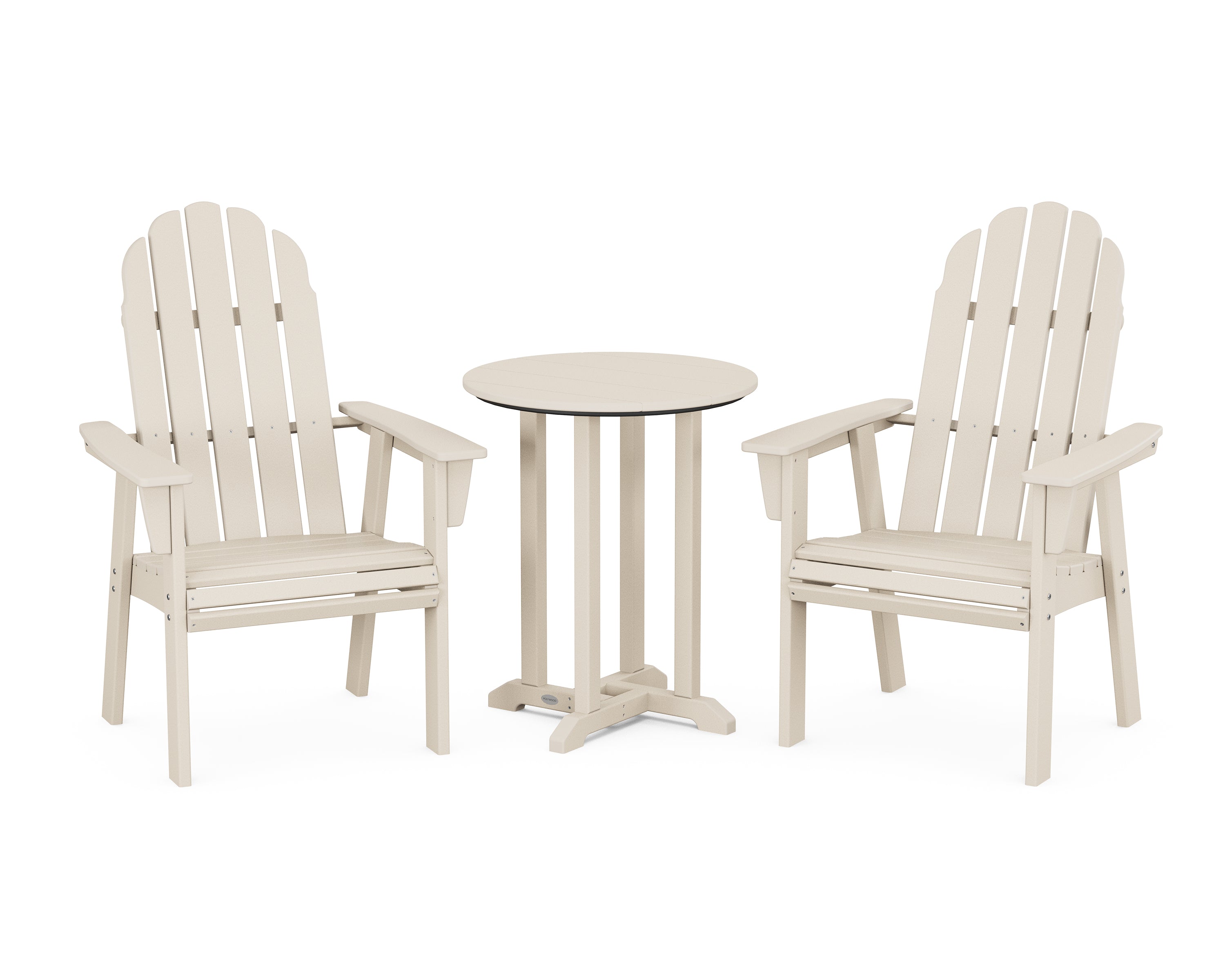 POLYWOOD® Vineyard Adirondack 3-Piece Round Bistro Dining Set in Sand