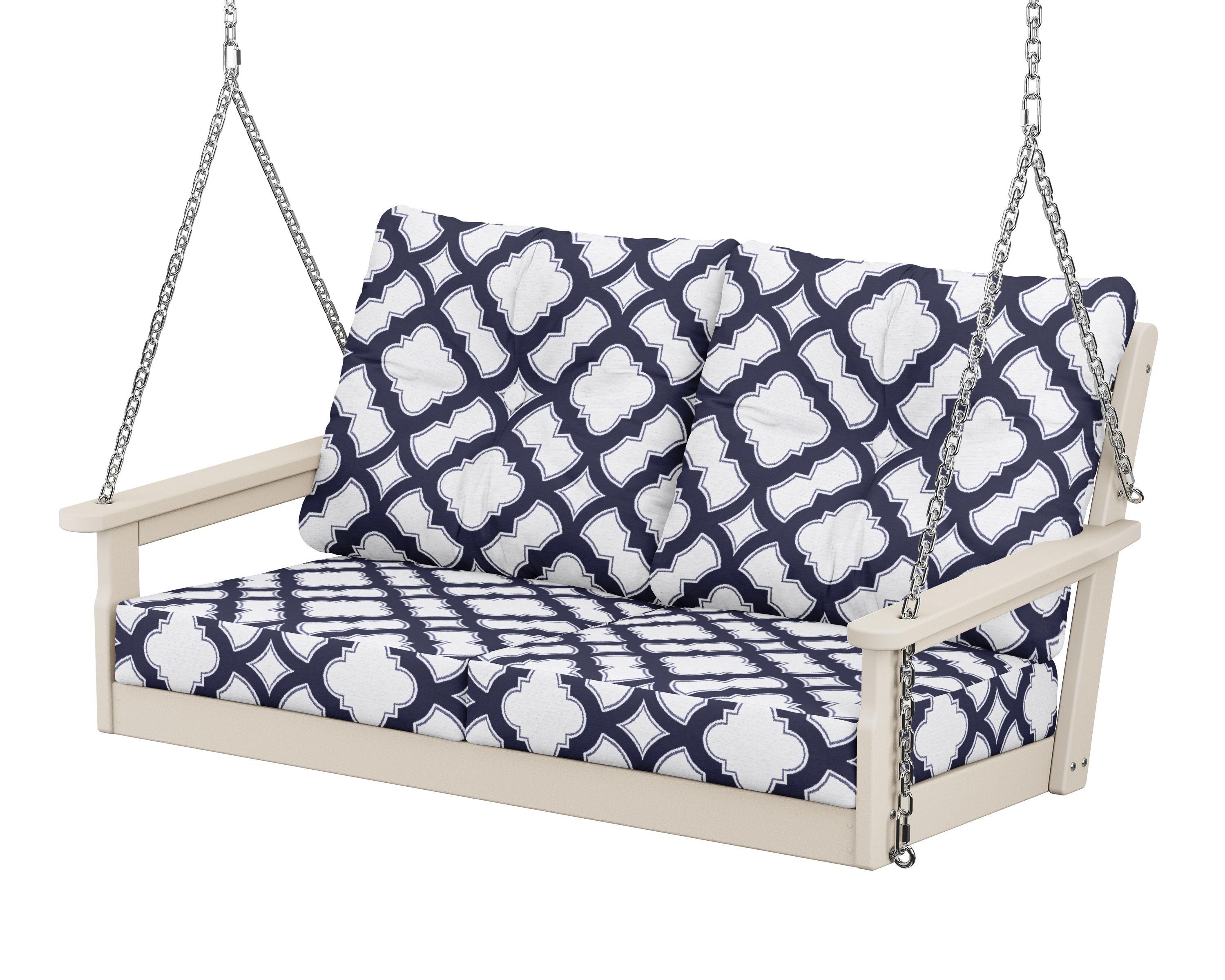 POLYWOOD® Vineyard Deep Seating Swing in Sand / Trellis Navy