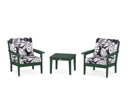Country Living Cottage 3-Piece Deep Seating Set in Green / Leaf Navy