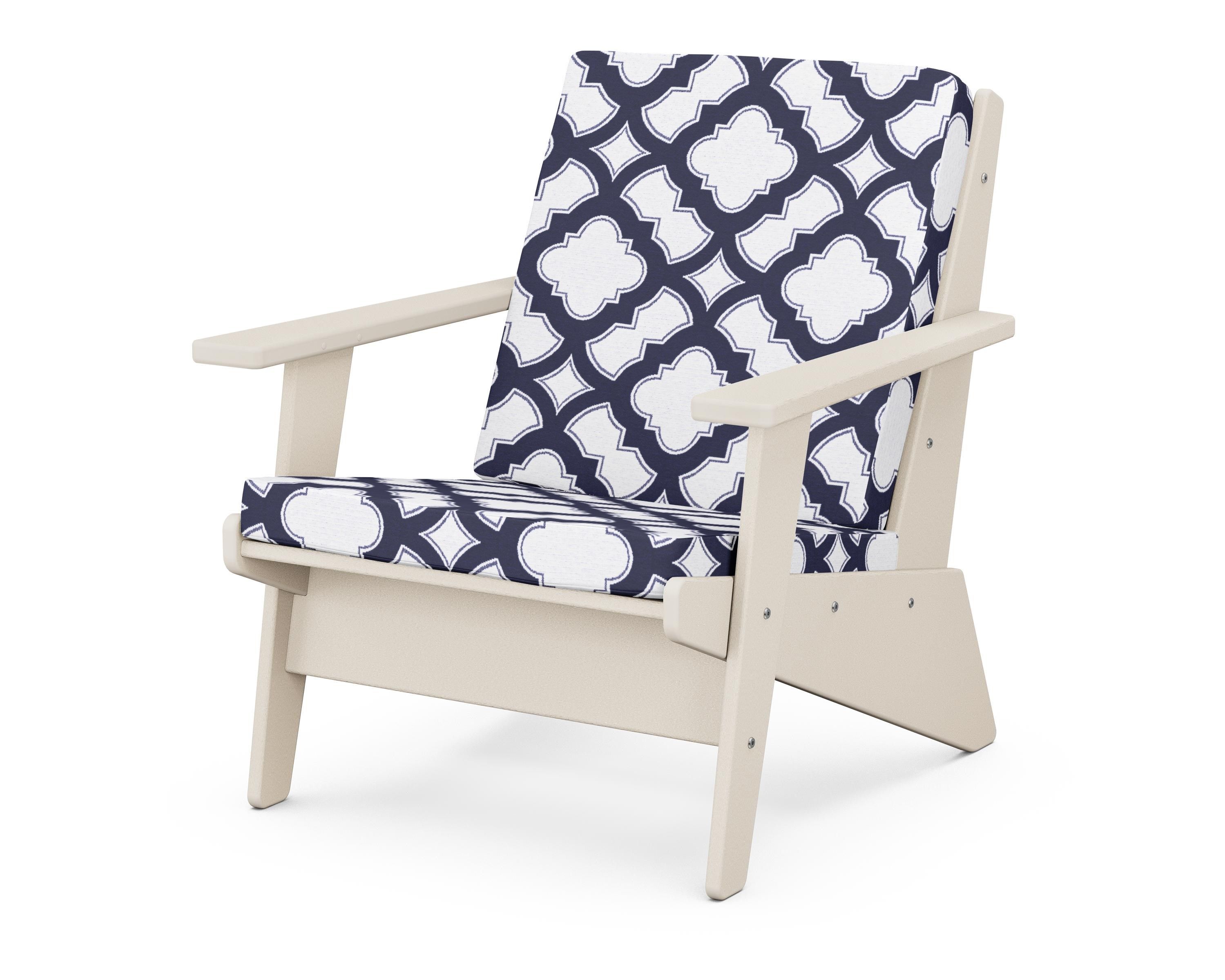 POLYWOOD® Riviera Modern Lounge Chair in Sand / Trellis Navy