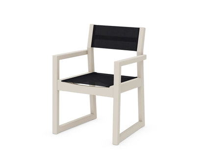 POLYWOOD® EDGE Sling Dining Arm Chair in Sand / Black Sling