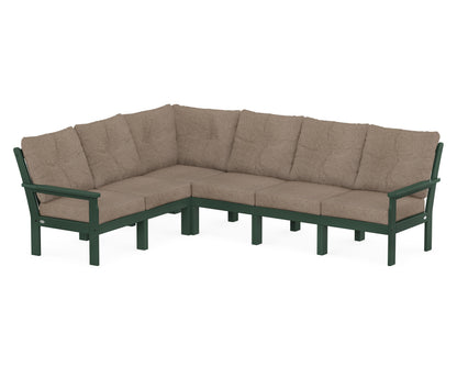 POLYWOOD® Vineyard 6-Piece Sectional in Green / Spiced Burlap