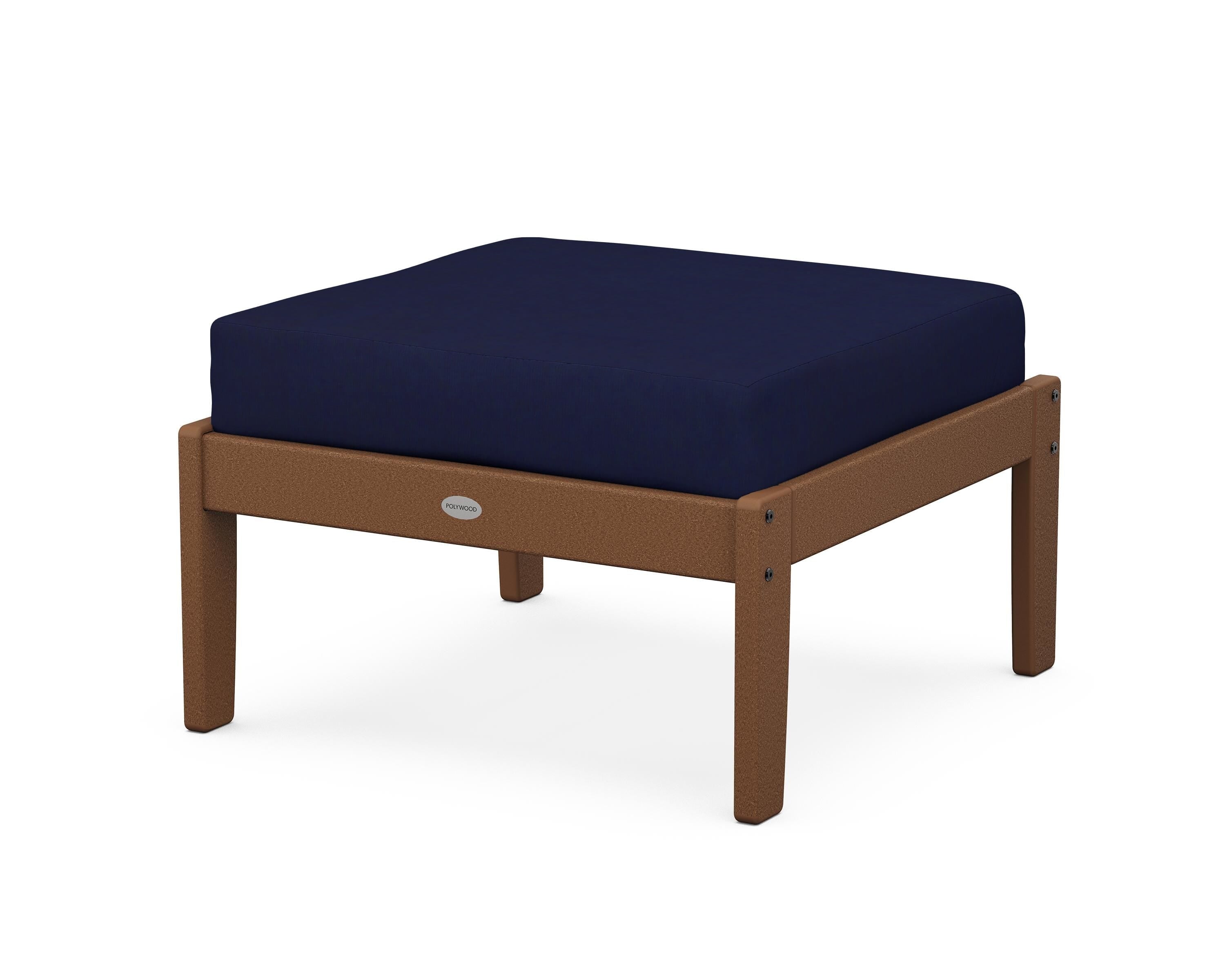 POLYWOOD® Braxton Deep Seating Ottoman in Teak / Navy