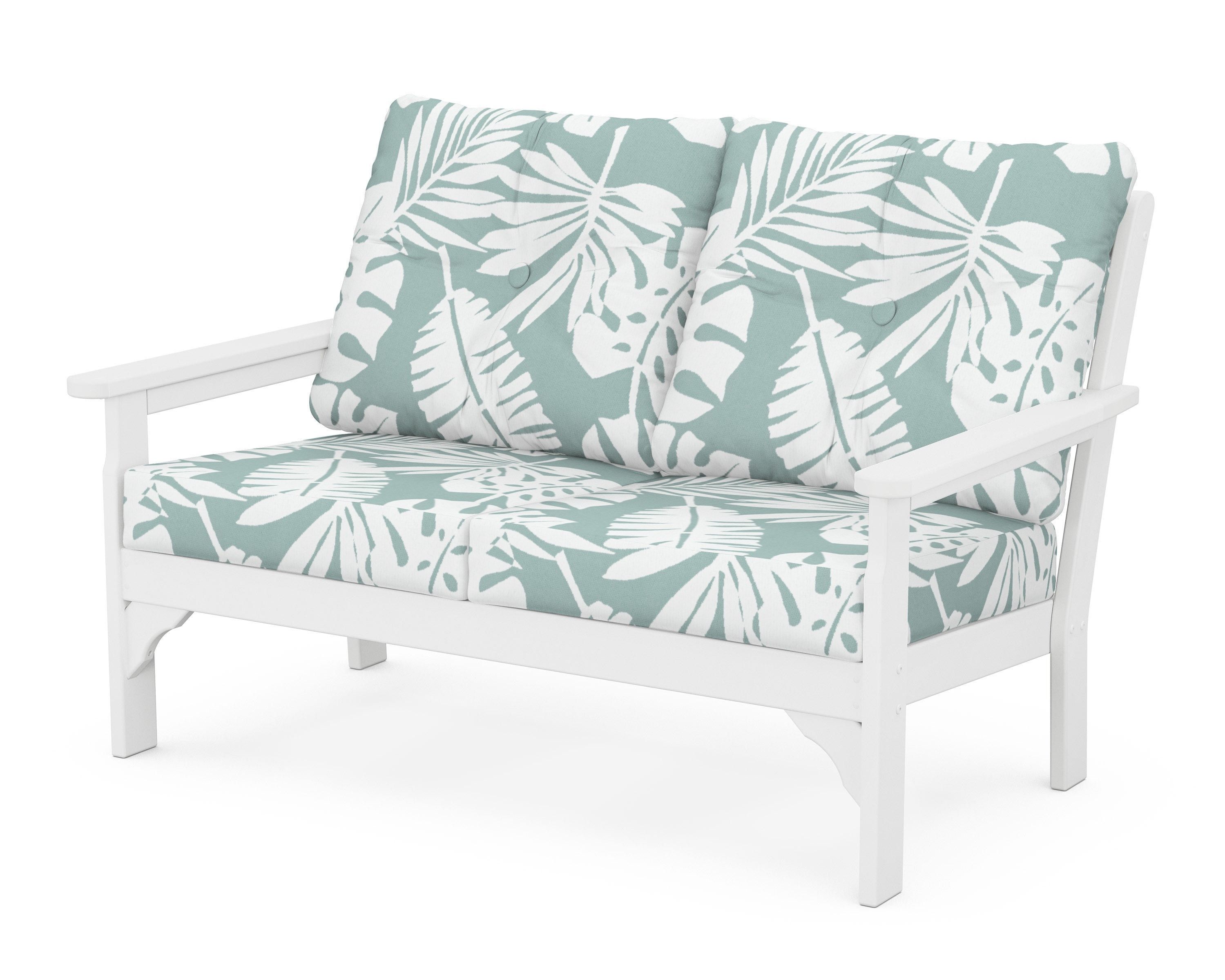 POLYWOOD® Vineyard Deep Seating Loveseat in White / Leaf Glacier Spa