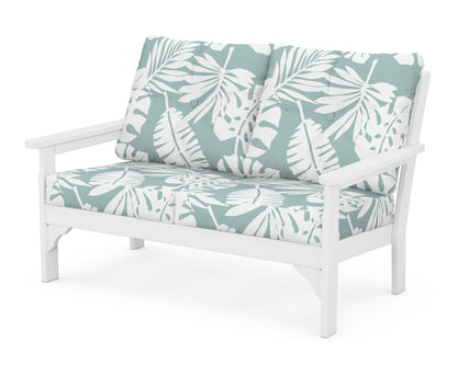 POLYWOOD® Vineyard Deep Seating Loveseat in White / Leaf Glacier Spa