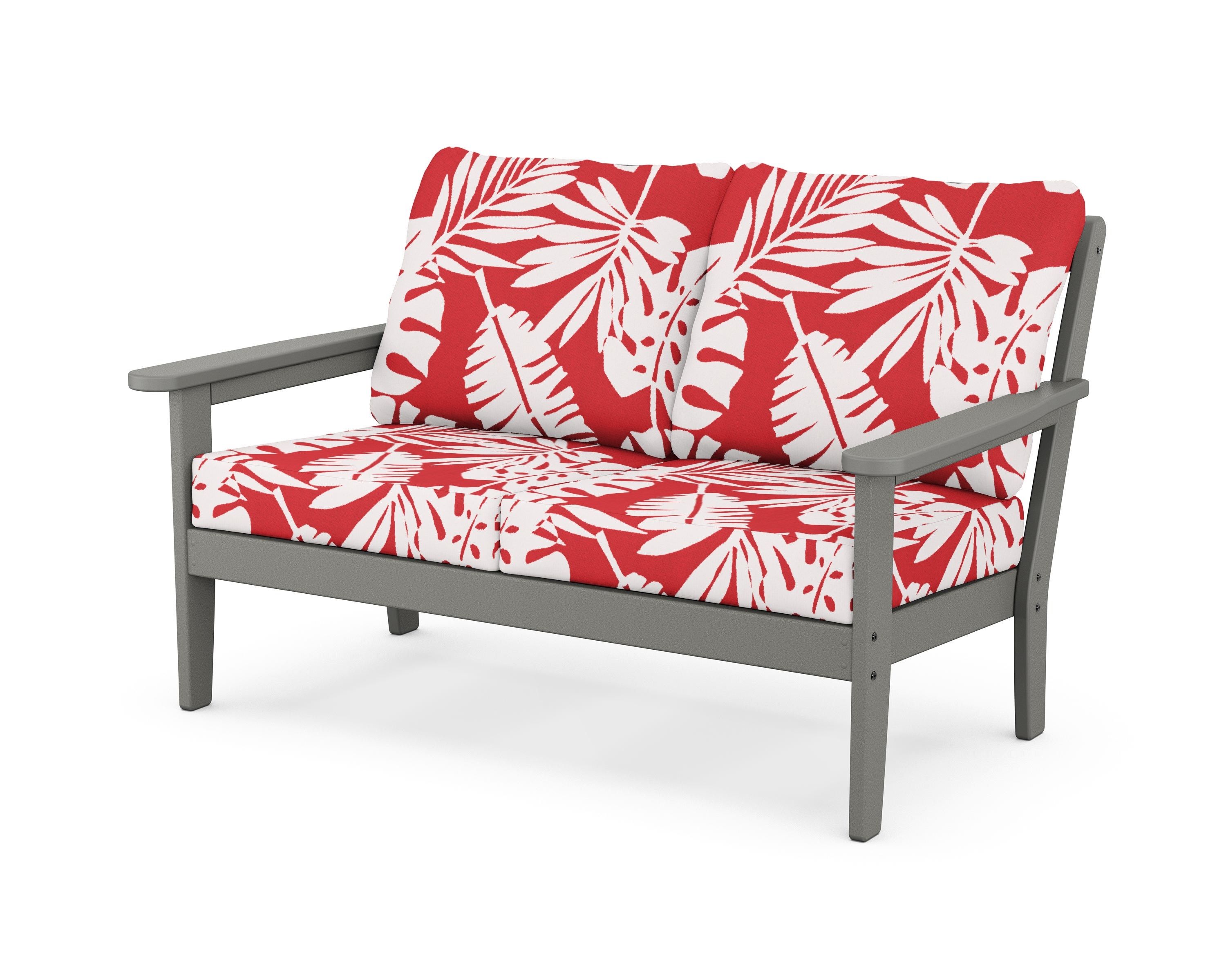 Country Living Cottage Deep Seating Loveseat in Slate Grey / Leaf Crimson