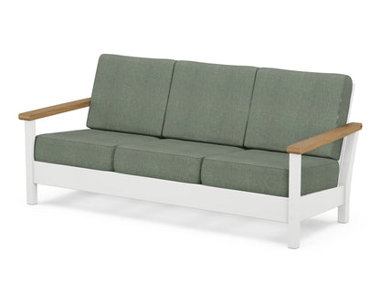 POLYWOOD® Harbour Deep Seating Sofa in White / Natural / Cast Sage