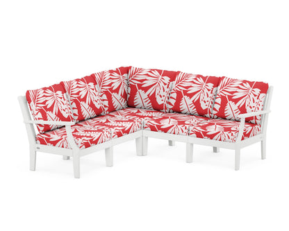 POLYWOOD® Braxton Modular 5-Piece Deep Seating Set in White / Leaf Crimson