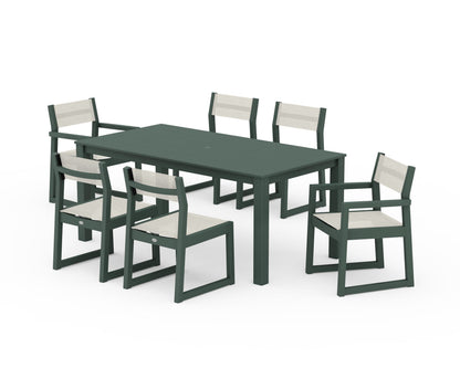 POLYWOOD® EDGE Sling 7-Piece Parsons Dining Set in Green / Parchment Sling