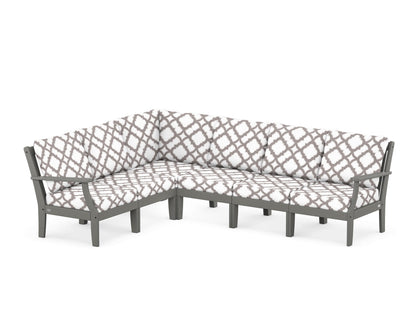 POLYWOOD® Braxton Modular 6-Piece Deep Seating Set in Slate Grey / Trellis Grey Mist