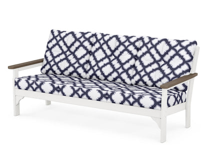 POLYWOOD® Vineyard Deep Seating Sofa in White / Kona / Trellis Navy