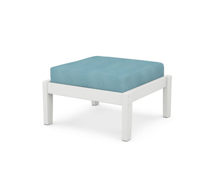 Unbranded Deep Seating Ottoman in White / Lattice Sky Blue