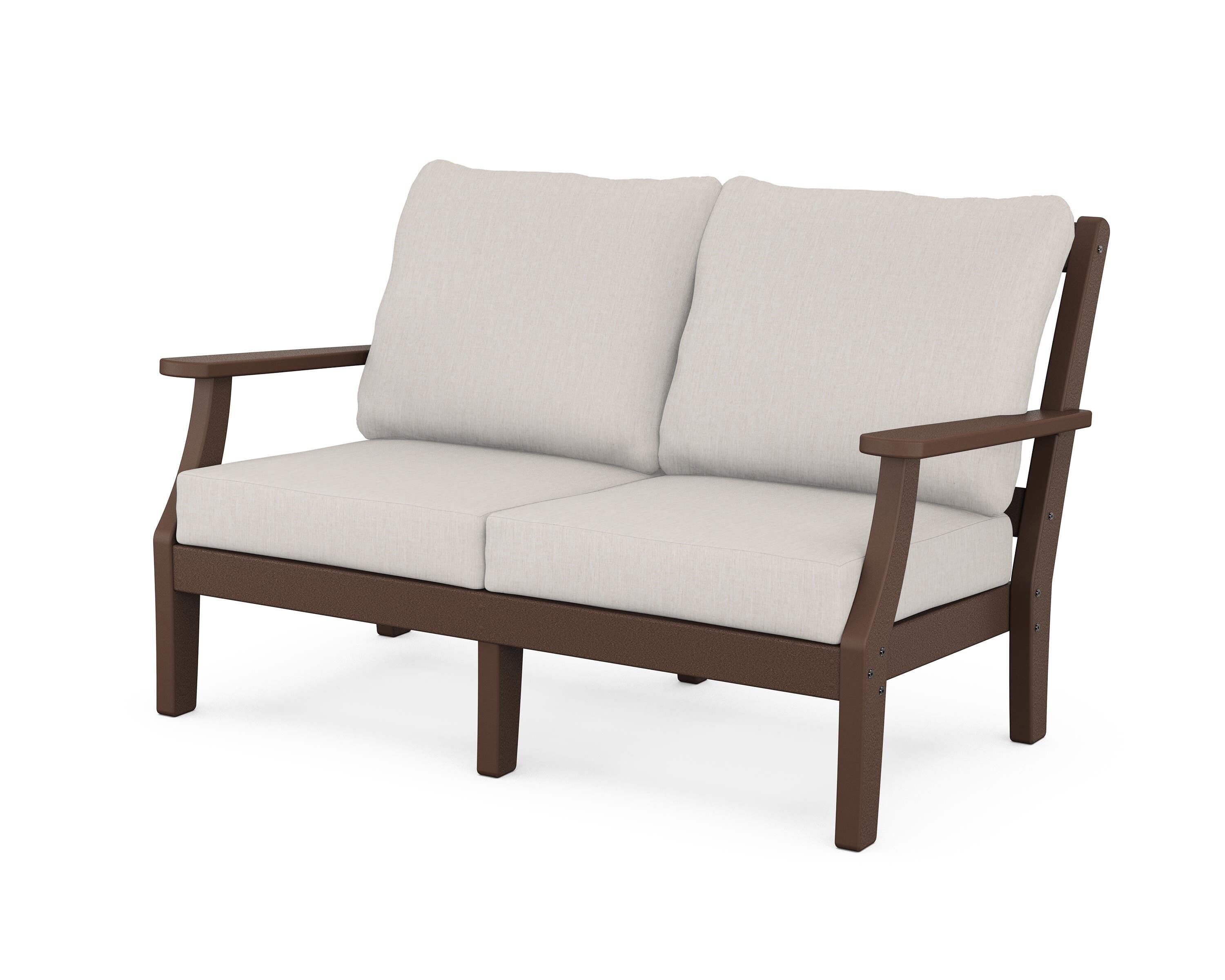 Martha Stewart by POLYWOOD® Chinoiserie Deep Seating Loveseat in Mahogany / Cast Ash