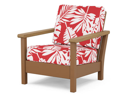POLYWOOD® Harbour Deep Seating Chair in Teak / Natural / Leaf Crimson