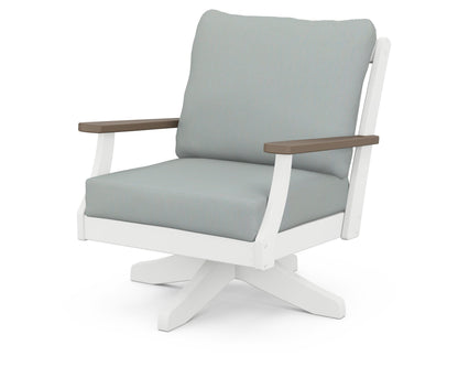 POLYWOOD® Braxton Deep Seating Swivel Chair in White / Kona / Spa