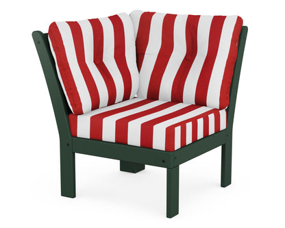 POLYWOOD® Vineyard Modular Corner Chair in Green / Cabana Stripe Crimson