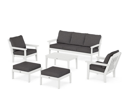 Country Living Cottage 6-Piece Lounge Sofa Set in White / Ash Charcoal