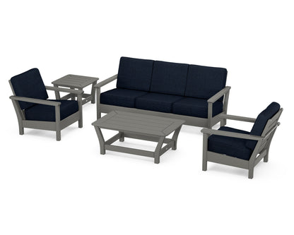 POLYWOOD® Harbour 5-Piece Deep Seating Set in Slate Grey / Marine Indigo