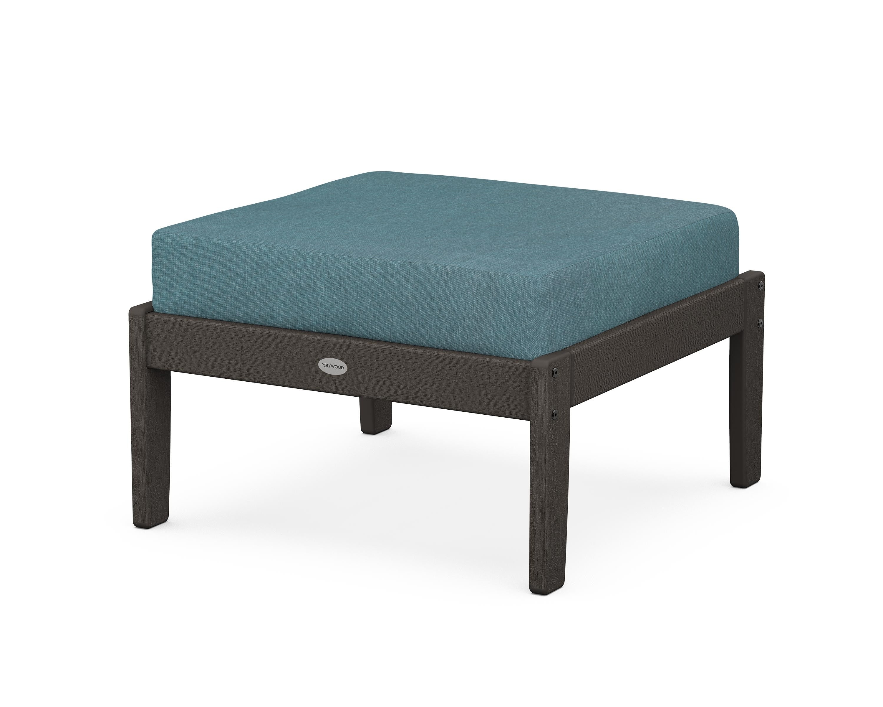 POLYWOOD® Braxton Deep Seating Ottoman in Vintage Coffee / Ocean Teal