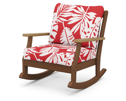 POLYWOOD® Braxton Deep Seating Rocking Chair in Teak / Natural / Leaf Crimson