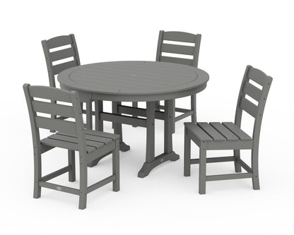 POLYWOOD® Lakeside Side Chair 5-Piece Round Dining Set With Trestle Legs in Slate Grey