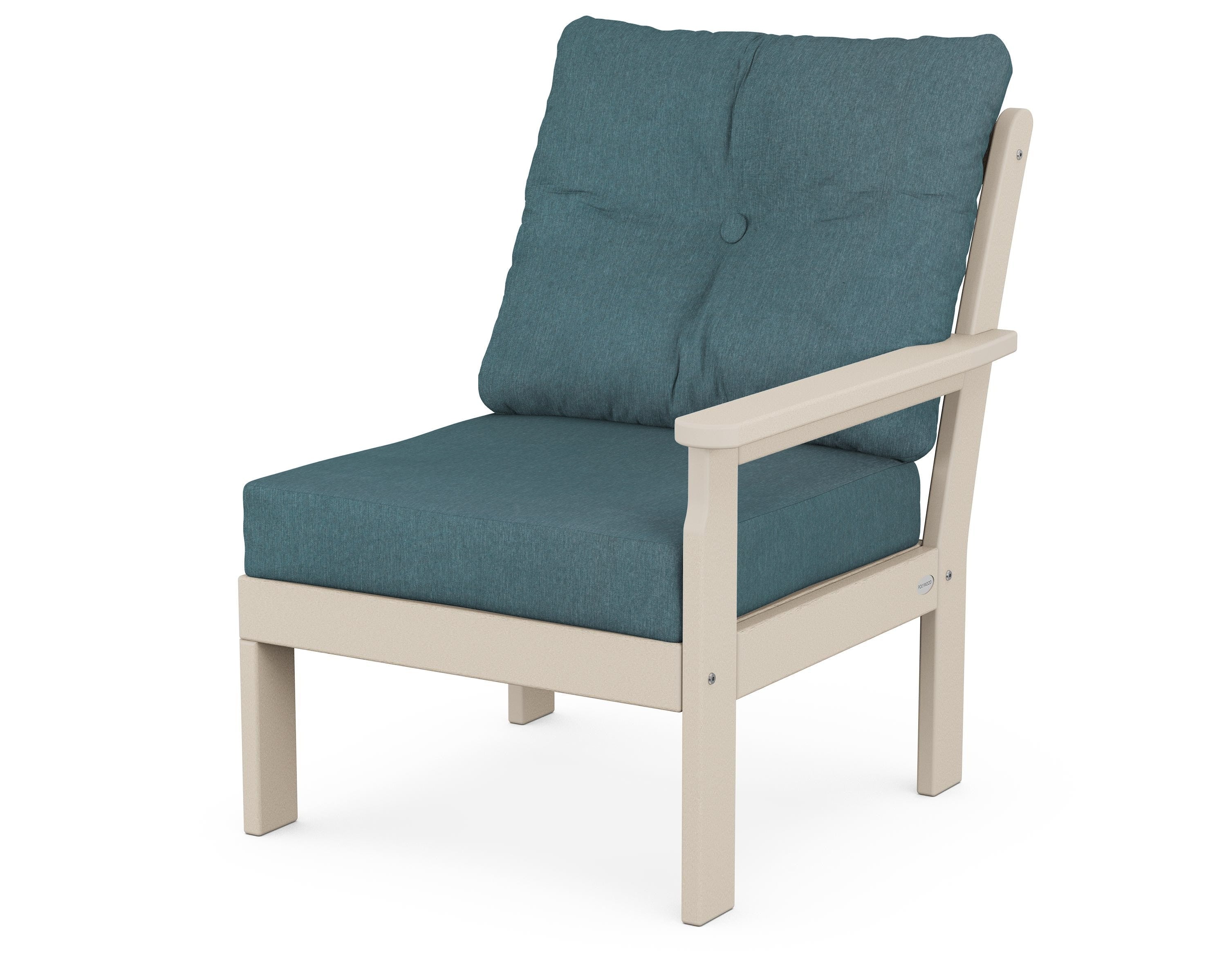 POLYWOOD® Vineyard Modular Right Arm Chair in Sand / Ocean Teal